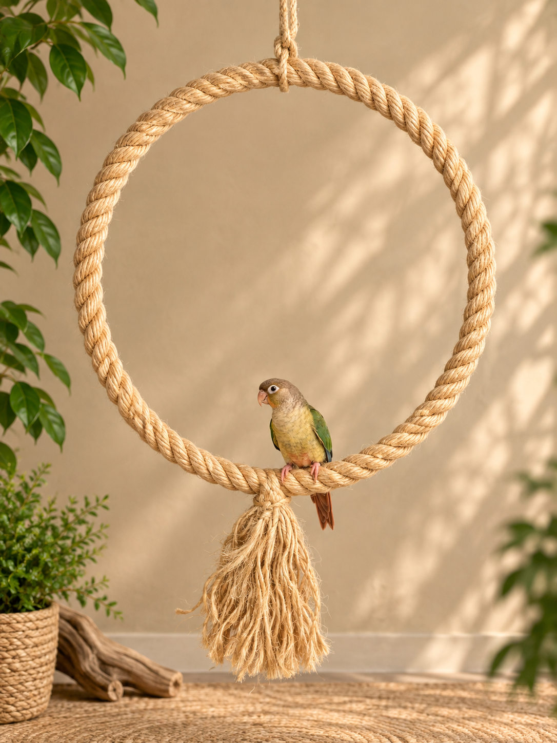 45cm Natural Sisal Rope Hoop Parrot Swing (24mm Rope)