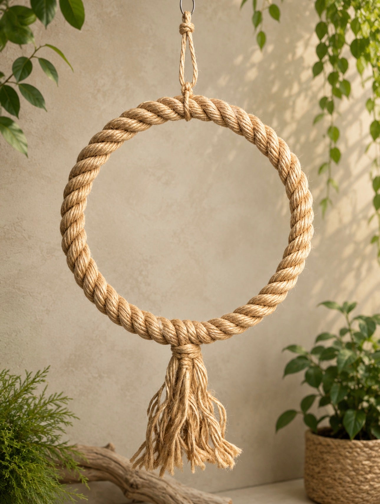35cm Natural Sisal Rope Hoop Parrot Swing (24mm Rope)