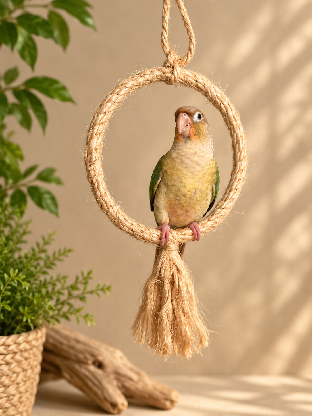 15 cm Natural Sisal Rope Hoop Parrot Swing (10mm Rope)