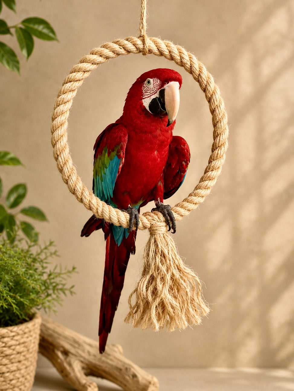 35cm Natural Sisal Rope Hoop Parrot Swing (24mm Rope)