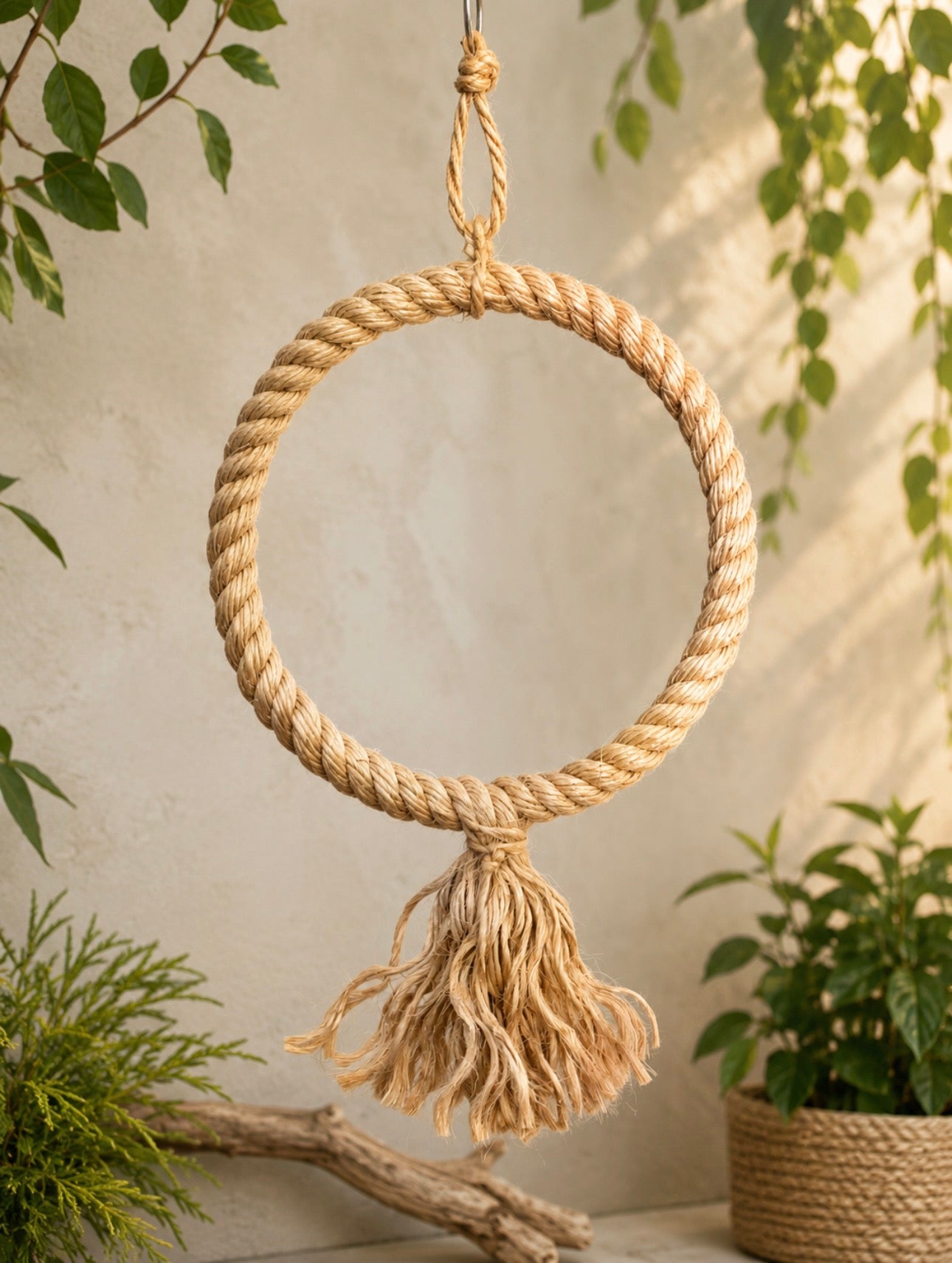 25cm Natural Sisal Rope Hoop Parrot Swing (18mm Rope)