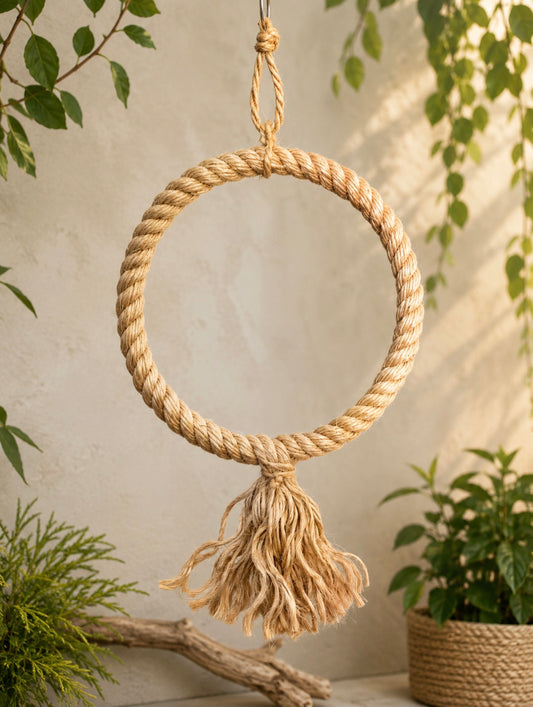 25cm Natural Sisal Rope Hoop Parrot Swing (18mm Rope)