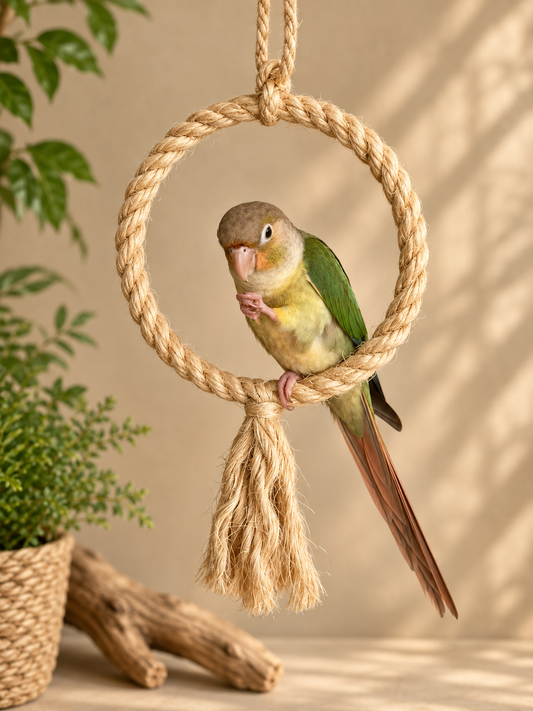 15 cm Natural Sisal Rope Hoop Parrot Swing (10mm Rope)